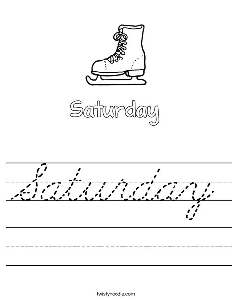 Saturday Worksheet - Cursive - Twisty Noodle