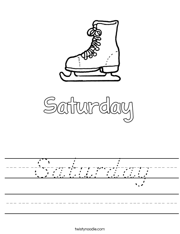 Saturday Worksheet - D'Nealian - Twisty Noodle