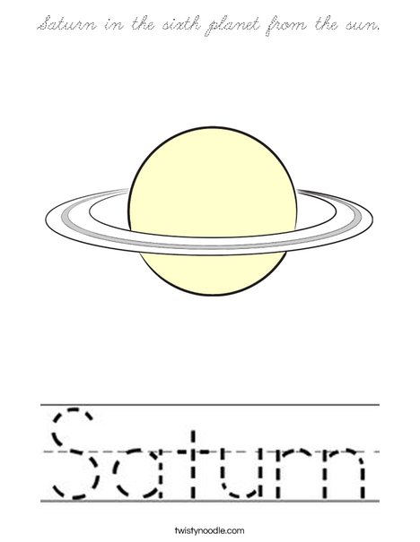 Saturn is the sixth planet from the sun. Coloring Page