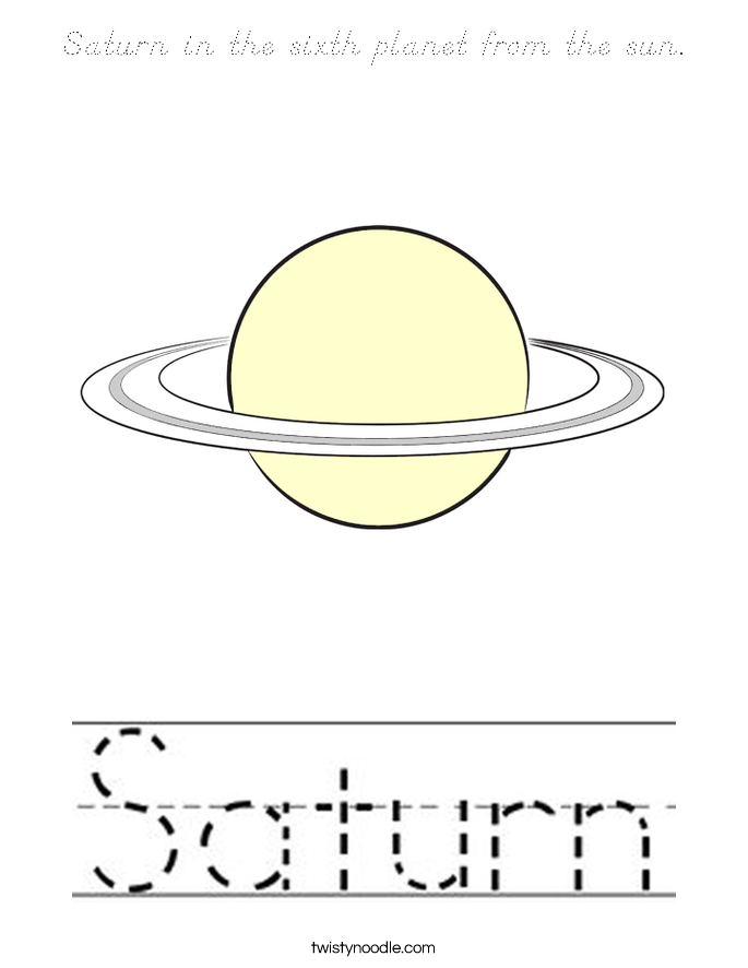 Saturn in the sixth planet from the sun. Coloring Page