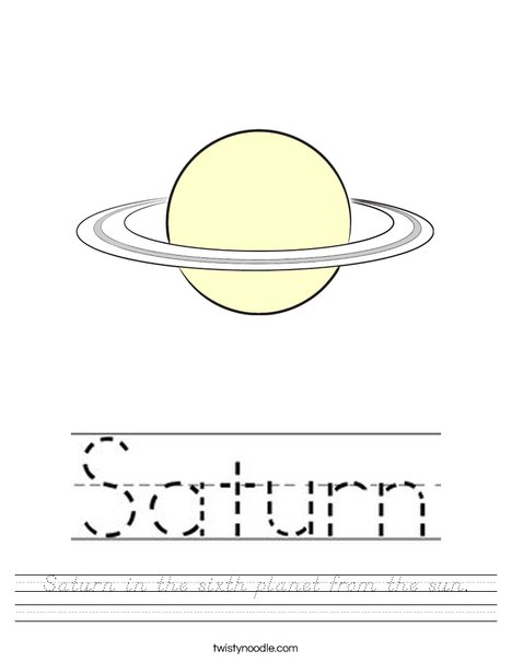 Saturn is the sixth planet from the sun. Worksheet
