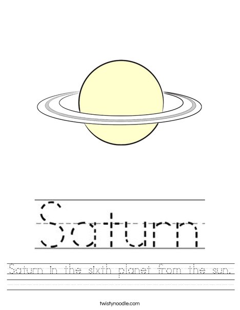 Saturn is the sixth planet from the sun. Worksheet