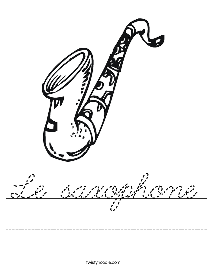 Le saxophone Worksheet