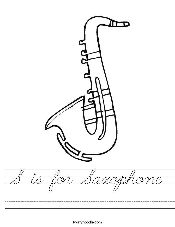 S is for Saxophone Worksheet
