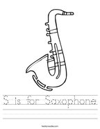 S is for Saxophone Handwriting Sheet