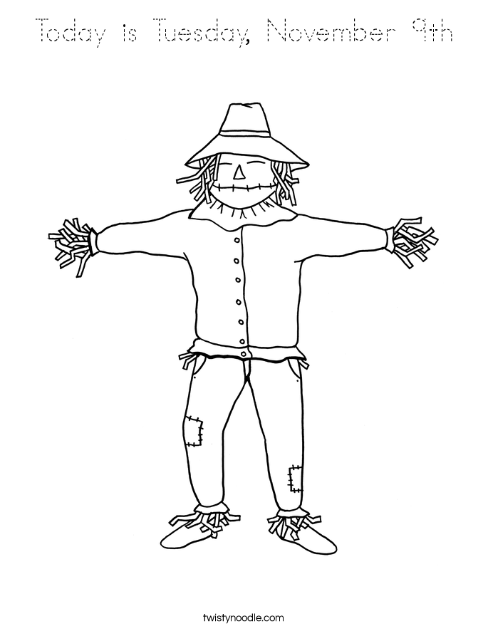 Today is Tuesday, November 9th Coloring Page