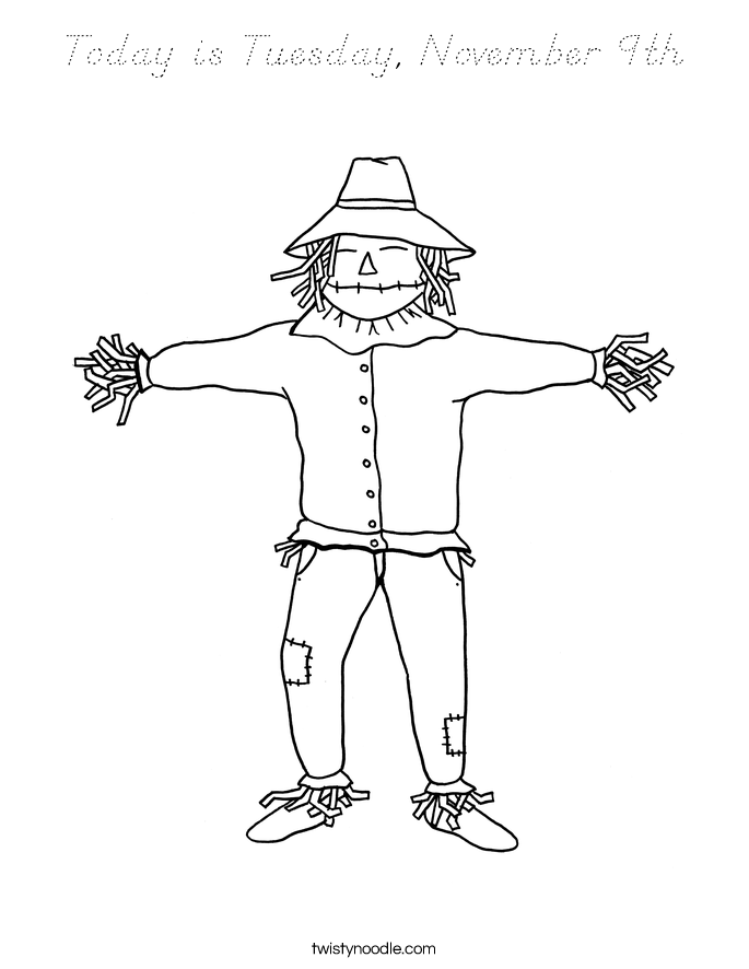 Today is Tuesday, November 9th Coloring Page