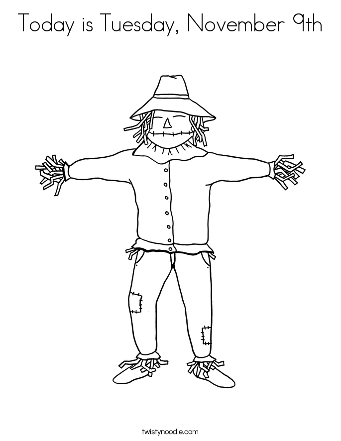 Today is Tuesday, November 9th Coloring Page