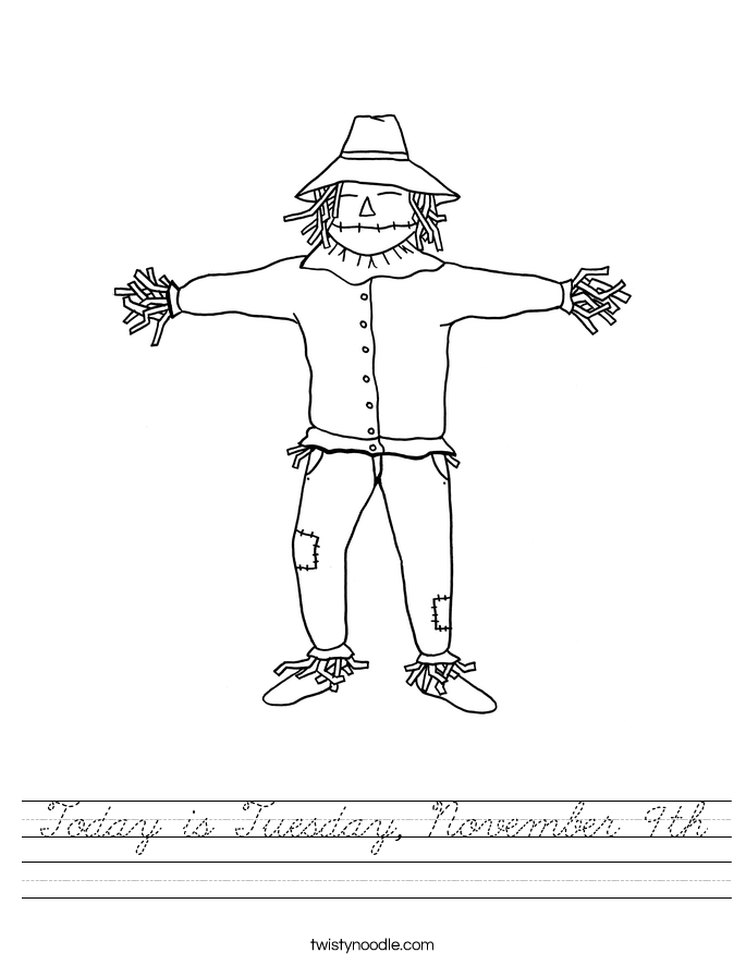 Today is Tuesday, November 9th Worksheet