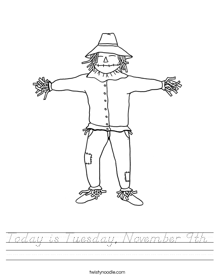 Today is Tuesday, November 9th Worksheet