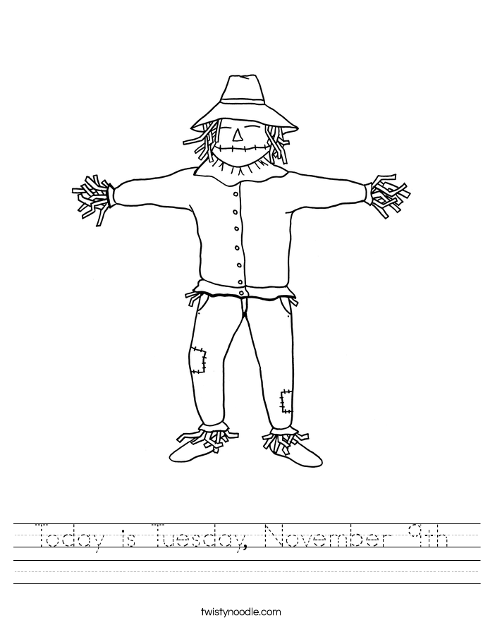 Today is Tuesday, November 9th Worksheet