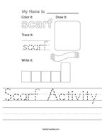 Scarf Activity Handwriting Sheet