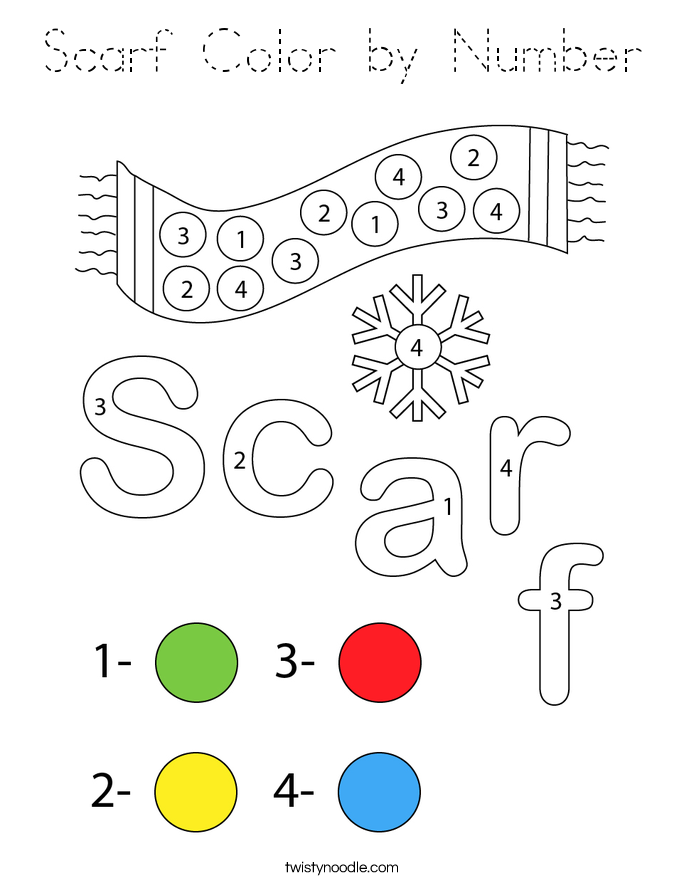 Scarf Color by Number Coloring Page