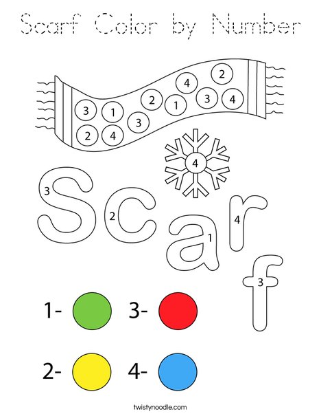 Scarf Color by Number Coloring Page