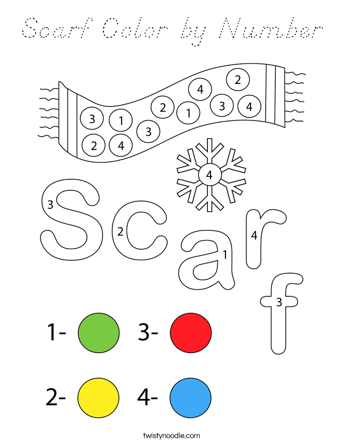 Scarf Color by Number Coloring Page