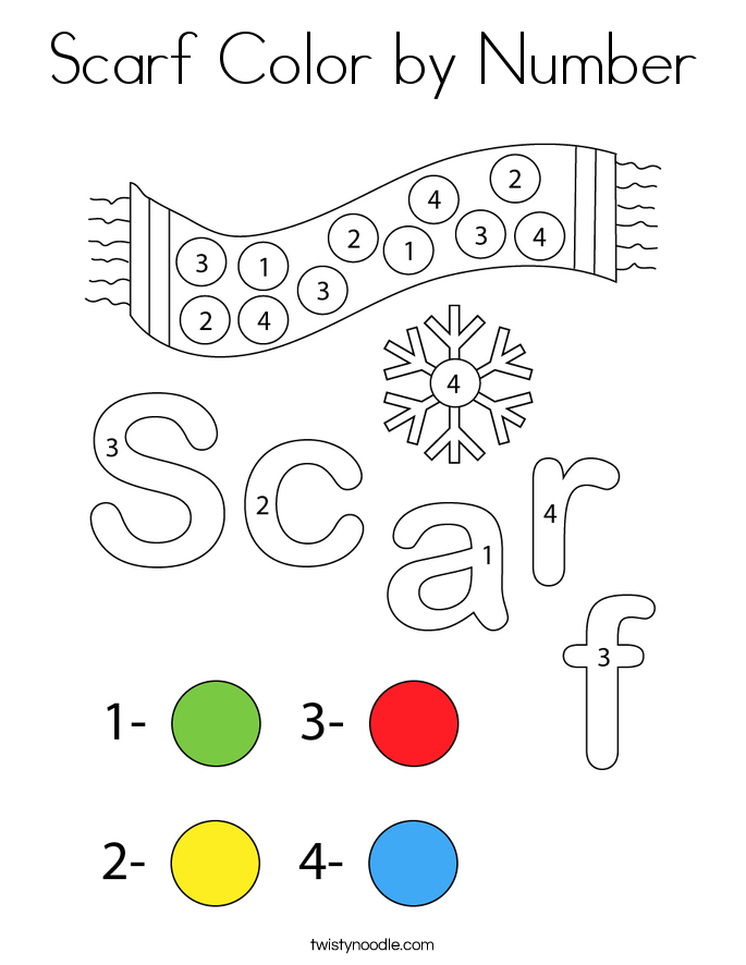 Scarf Color by Number Coloring Page