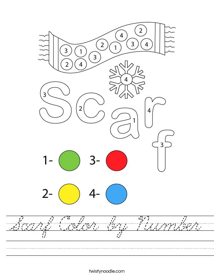 Scarf Color by Number Worksheet