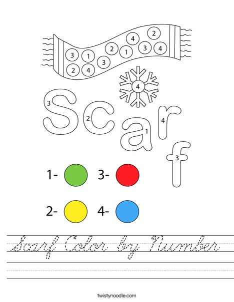 Scarf Color by Number Worksheet