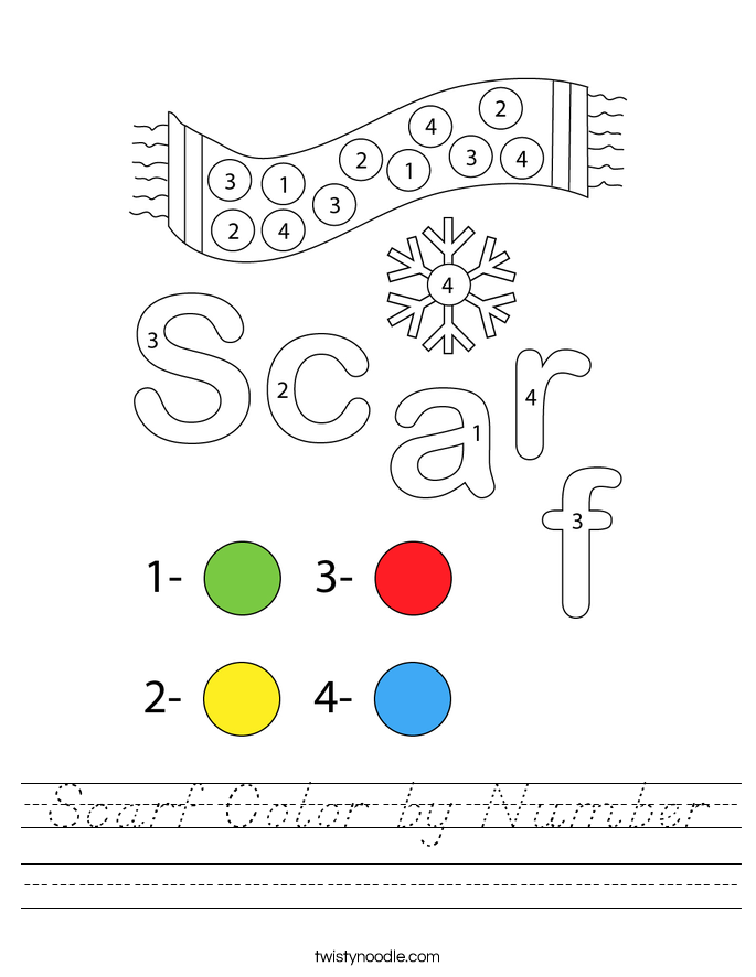 Scarf Color by Number Worksheet