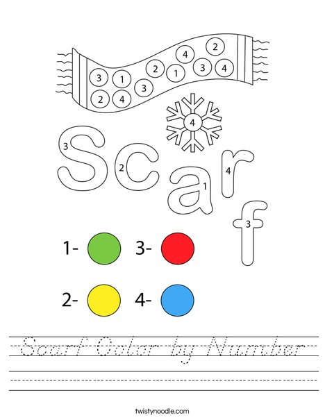 Scarf Color by Number Worksheet