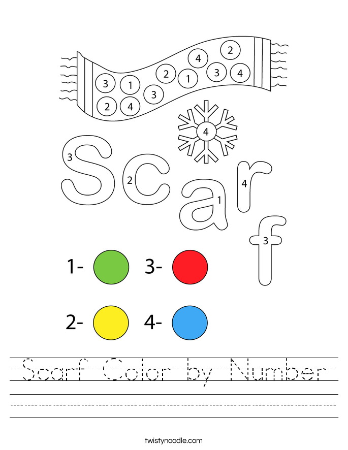 Scarf Color by Number Worksheet