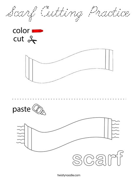 Scarf Cutting Practice Coloring Page