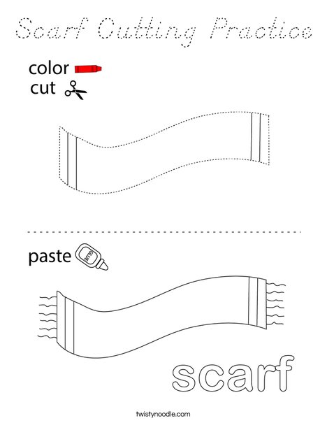 Scarf Cutting Practice Coloring Page