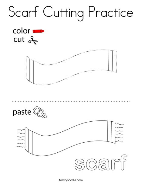 Scarf Cutting Practice Coloring Page