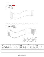 Scarf Cutting Practice Handwriting Sheet