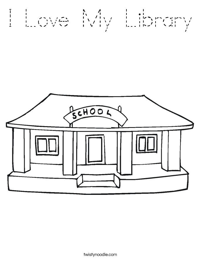 I Love My Library Coloring Page