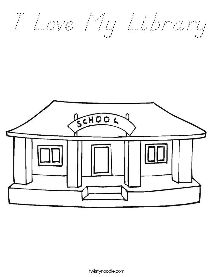 I Love My Library Coloring Page