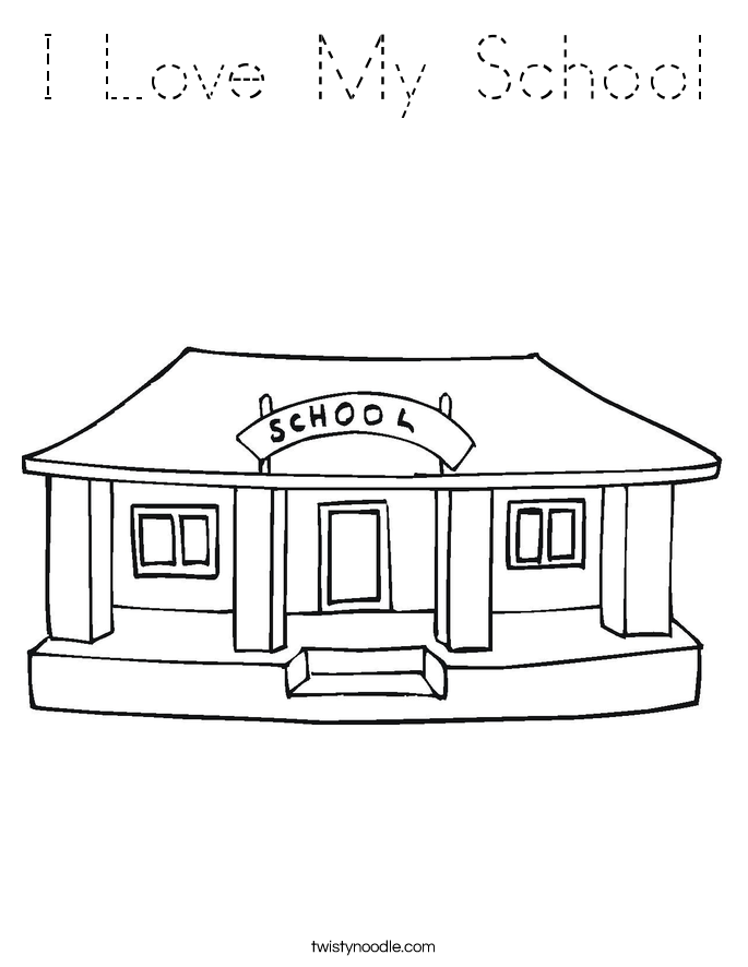 I Love My School Coloring Page