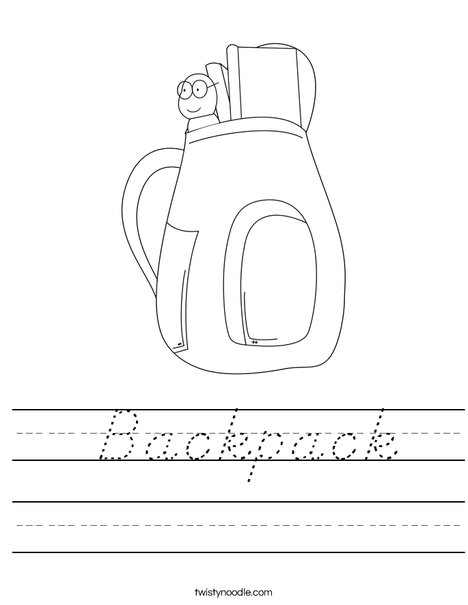 School Backpack Worksheet