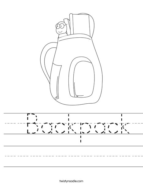 School Backpack Worksheet