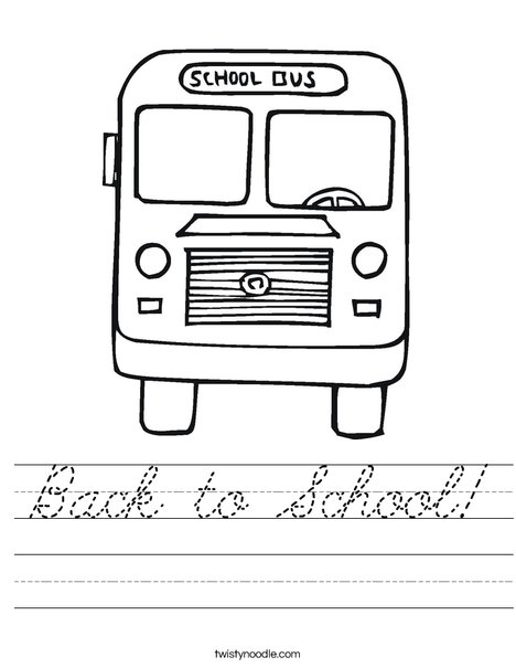 Back to School Bus Worksheet