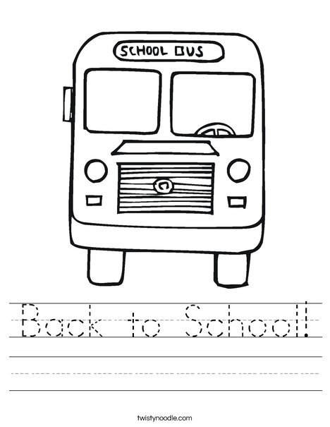 Back to School Bus Worksheet