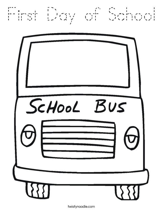 First Day of School Coloring Page