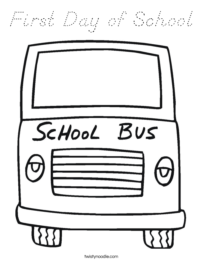 First Day of School Coloring Page