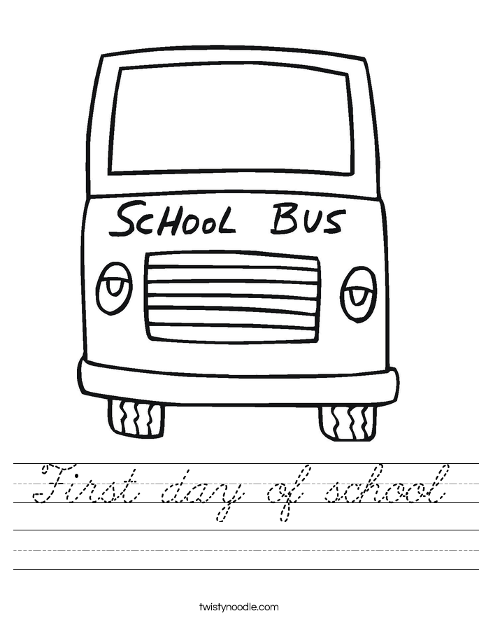 First day of school Worksheet