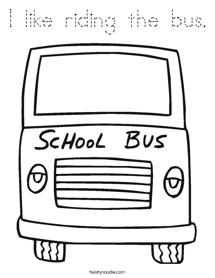I like riding the bus. Coloring Page