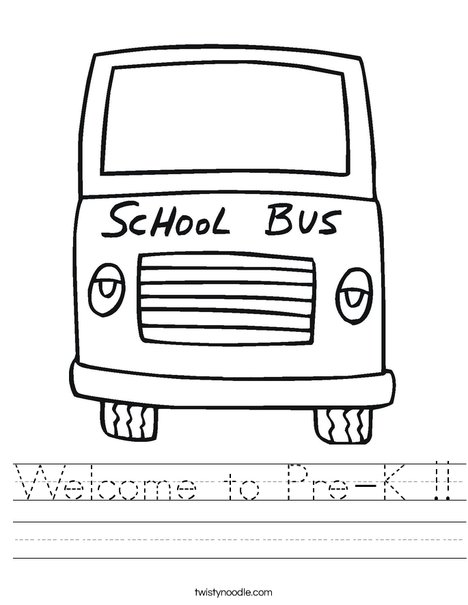 Number Names Worksheets pre k work sheets : Welcome to Pre-K Worksheet - Twisty Noodle