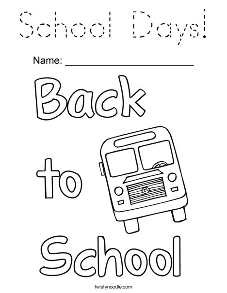 School Days! Coloring Page