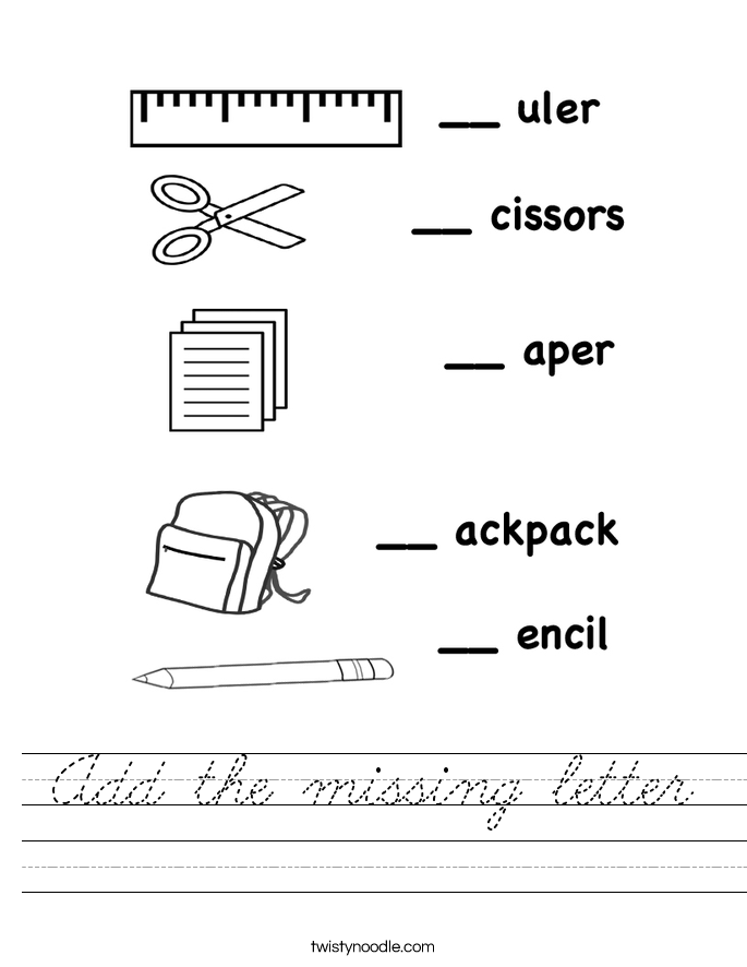 Add the missing letter Worksheet