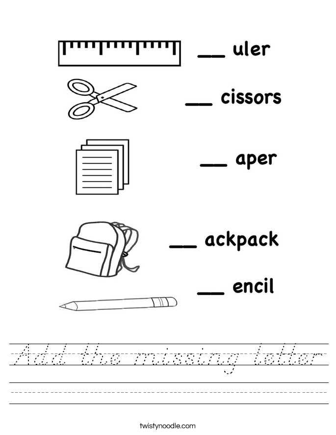 Add the missing letter Worksheet