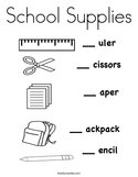 School Supplies Coloring Page