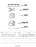 School Supplies Worksheet