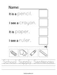 School Supply Sentences Worksheet
