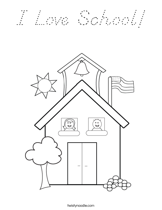 I Love School! Coloring Page