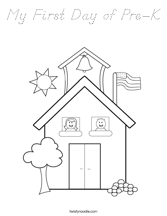 My First Day of Pre-K Coloring Page