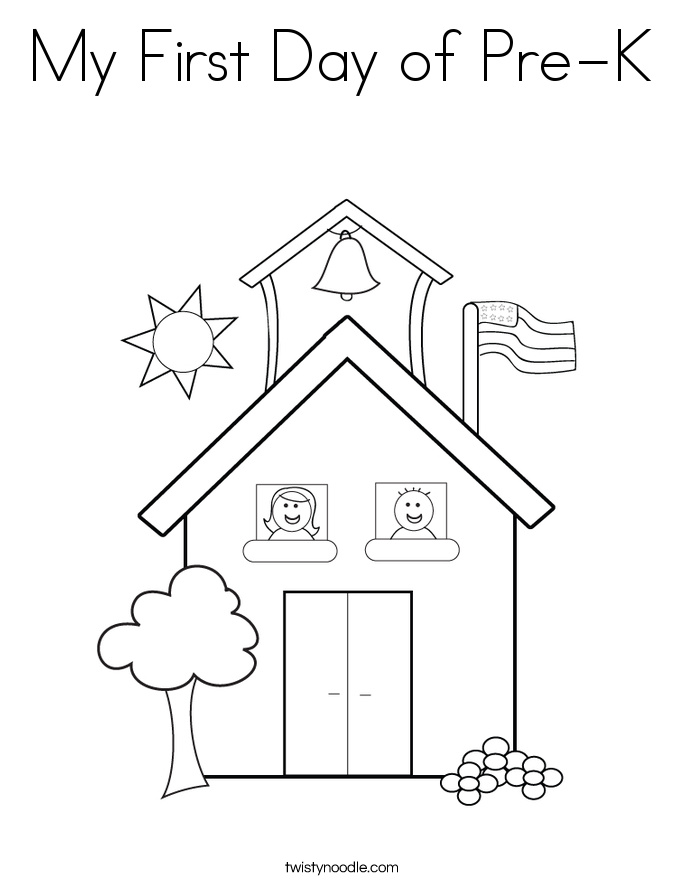 My First Day of Pre-K Coloring Page